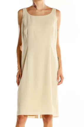 Beige Sleeveless Sheath Dress