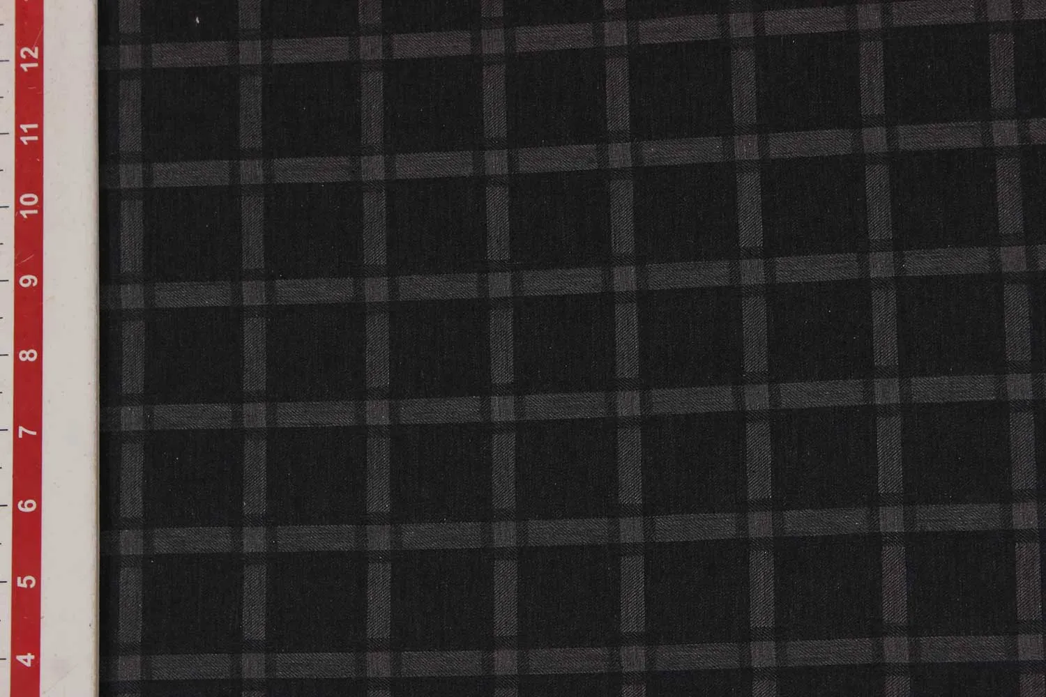 Black & Silver Gray Checks Cotton melange Twill Fabric