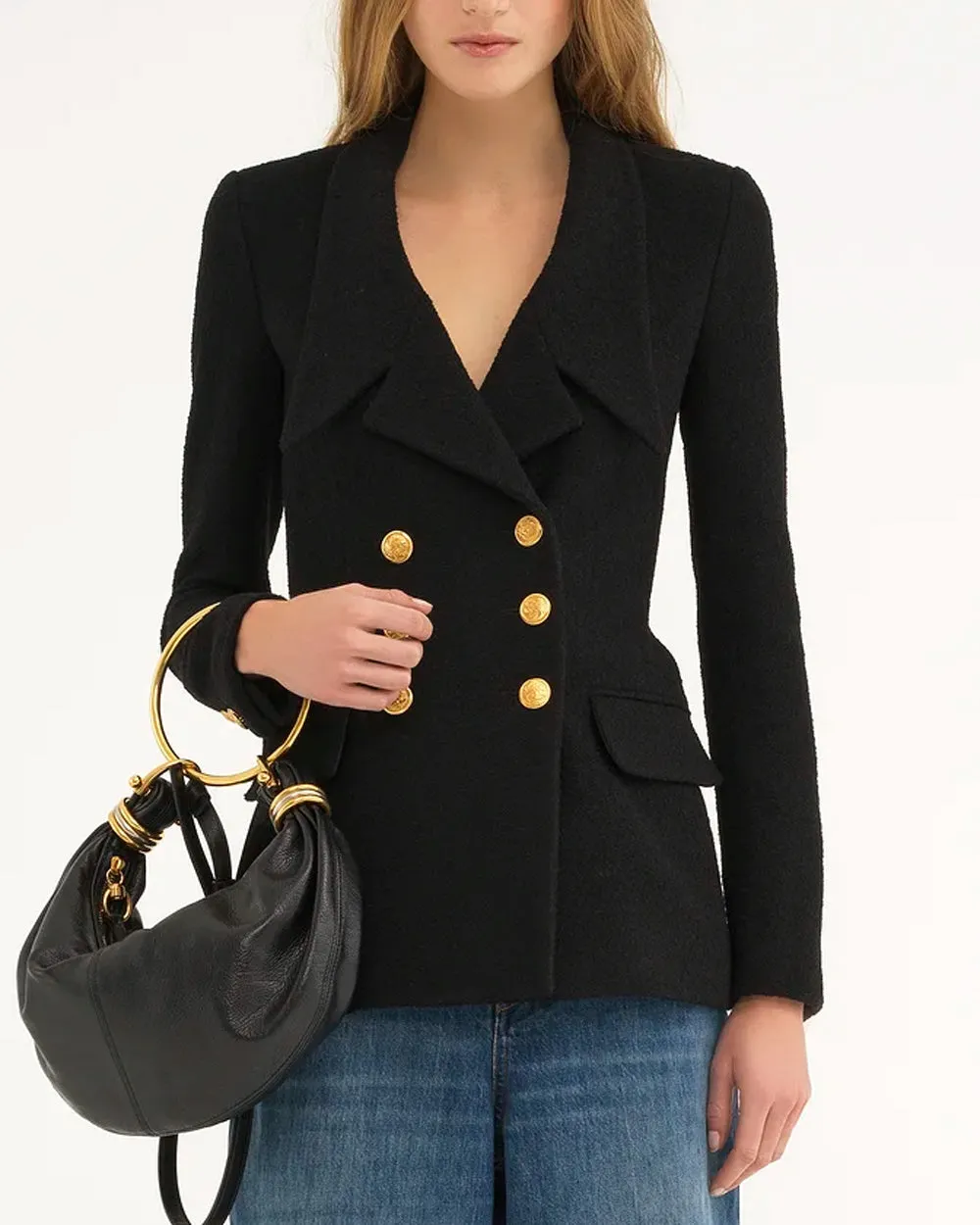 Black Blouclette Double Breasted Blazer