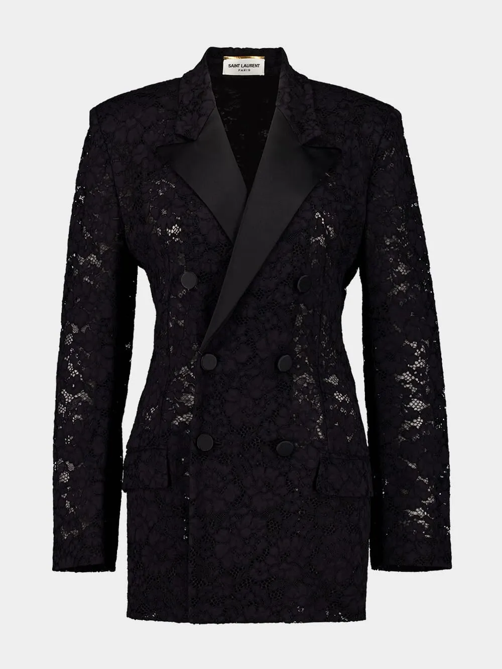 Black Lace Double-Breasted Jacket