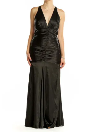 Black Ruched Mermaid Evening Gown