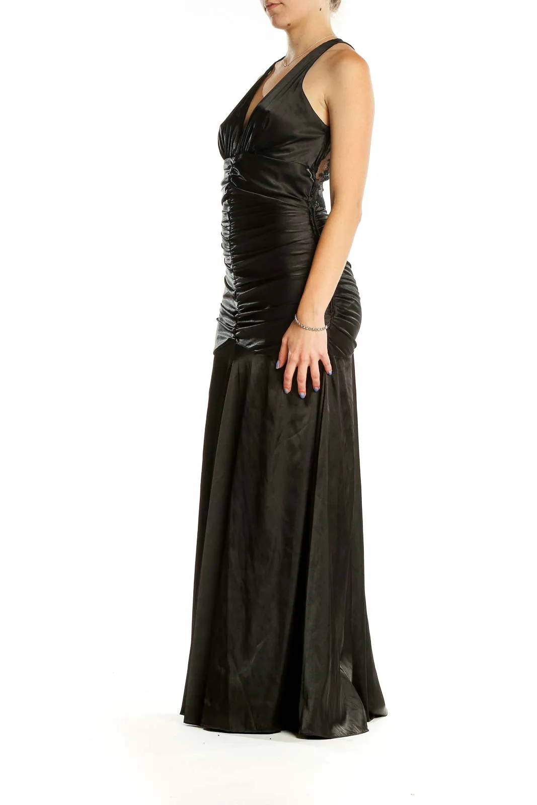 Black Ruched Mermaid Evening Gown