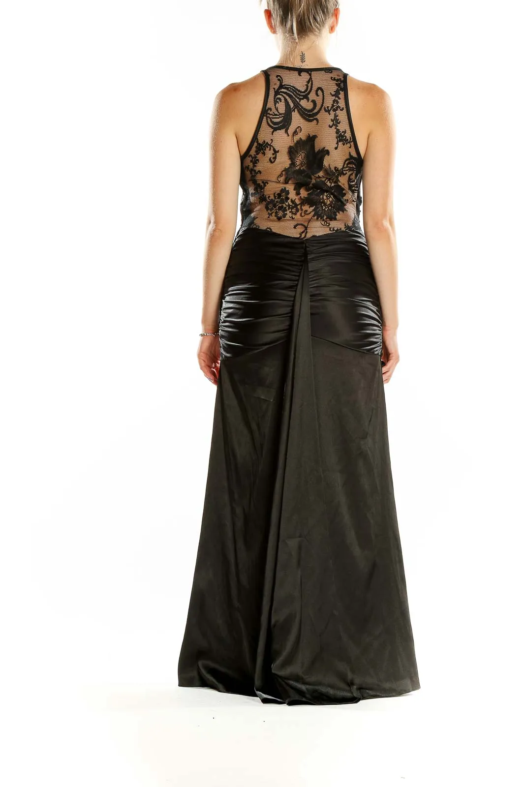 Black Ruched Mermaid Evening Gown