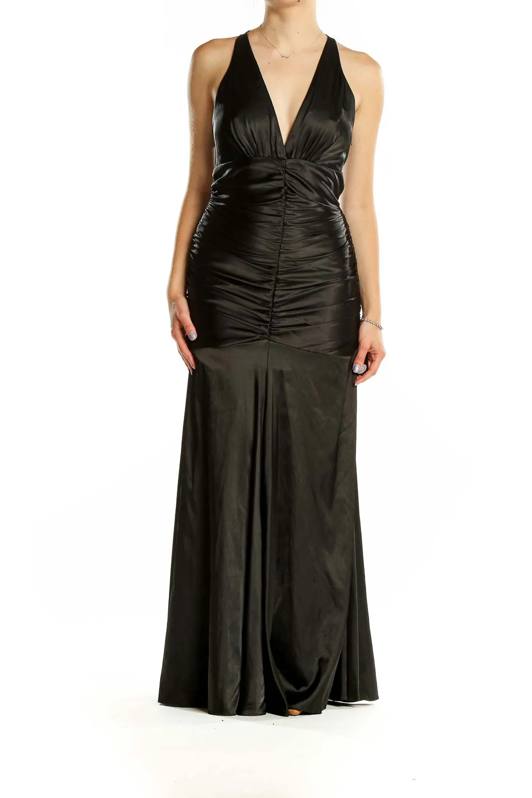 Black Ruched Mermaid Evening Gown