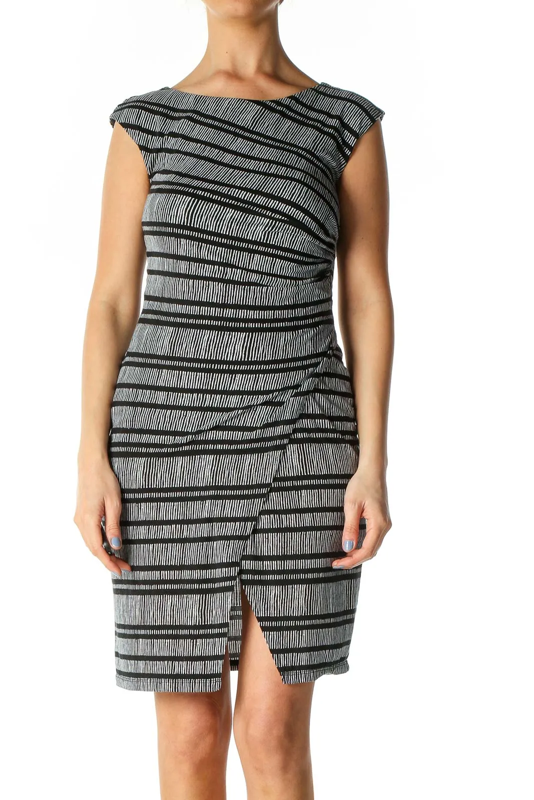 Black Striped Casual Sheath Dress