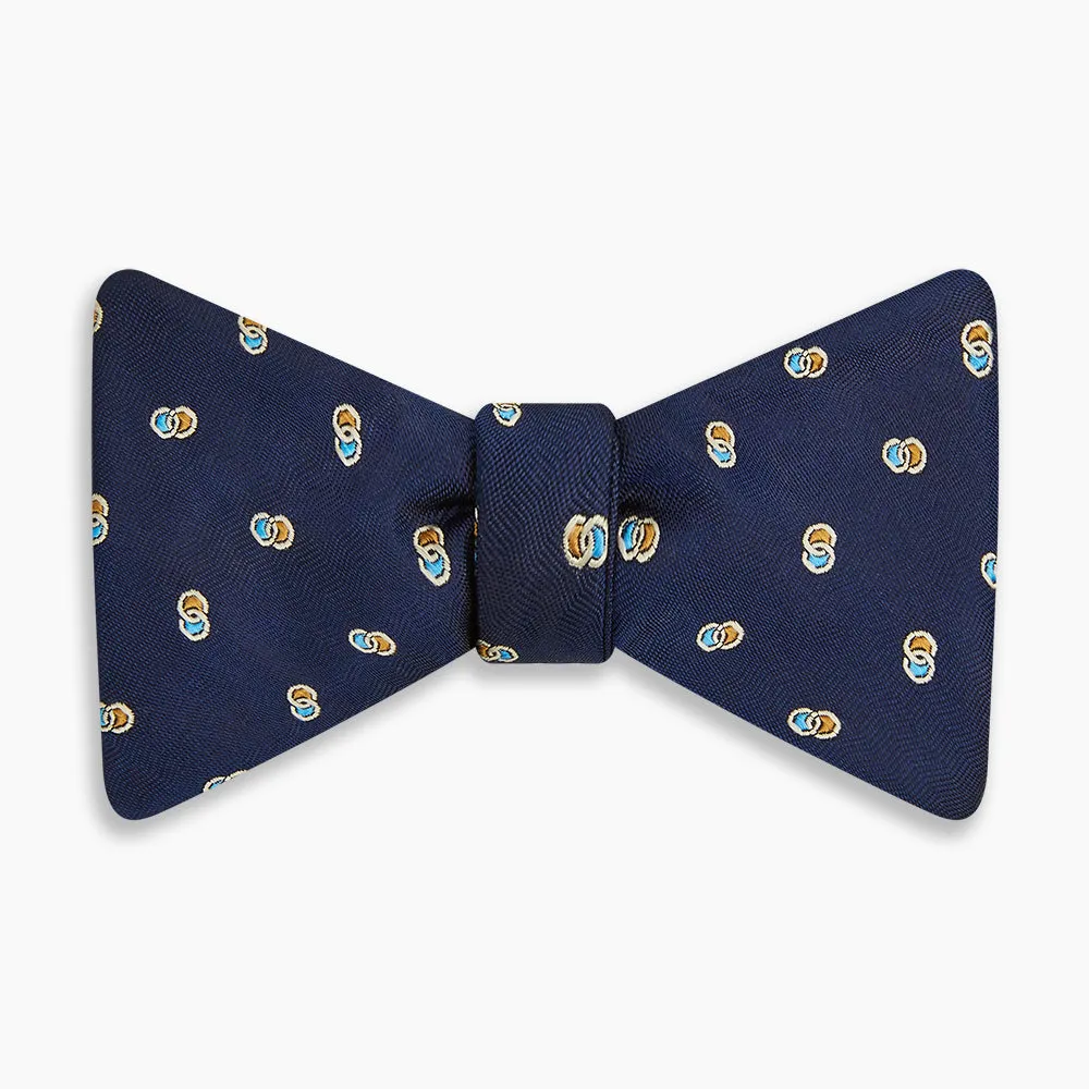 Blue and Yellow Links Silk Bow Tie