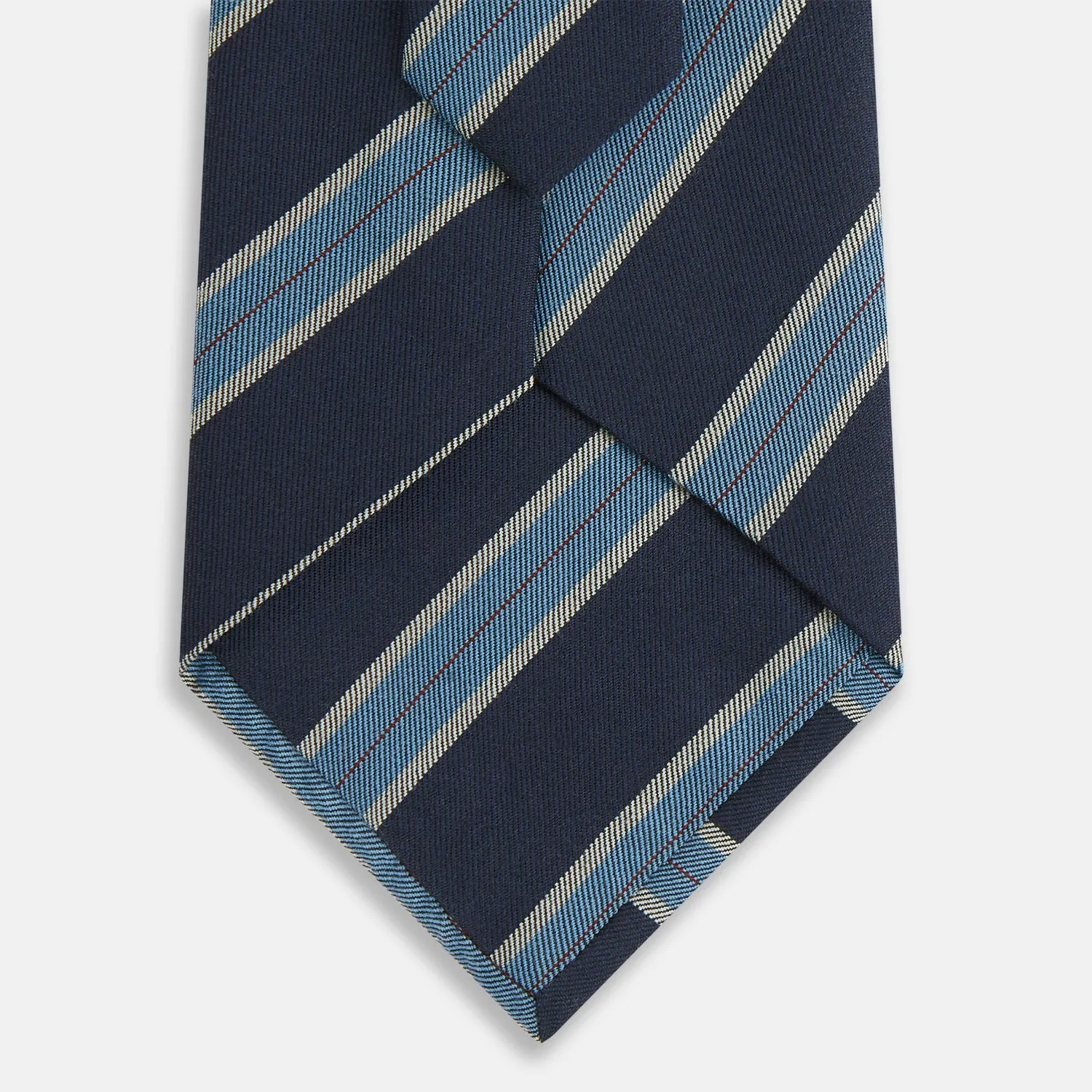 Blue Multi Stripe Silk Blend Tie