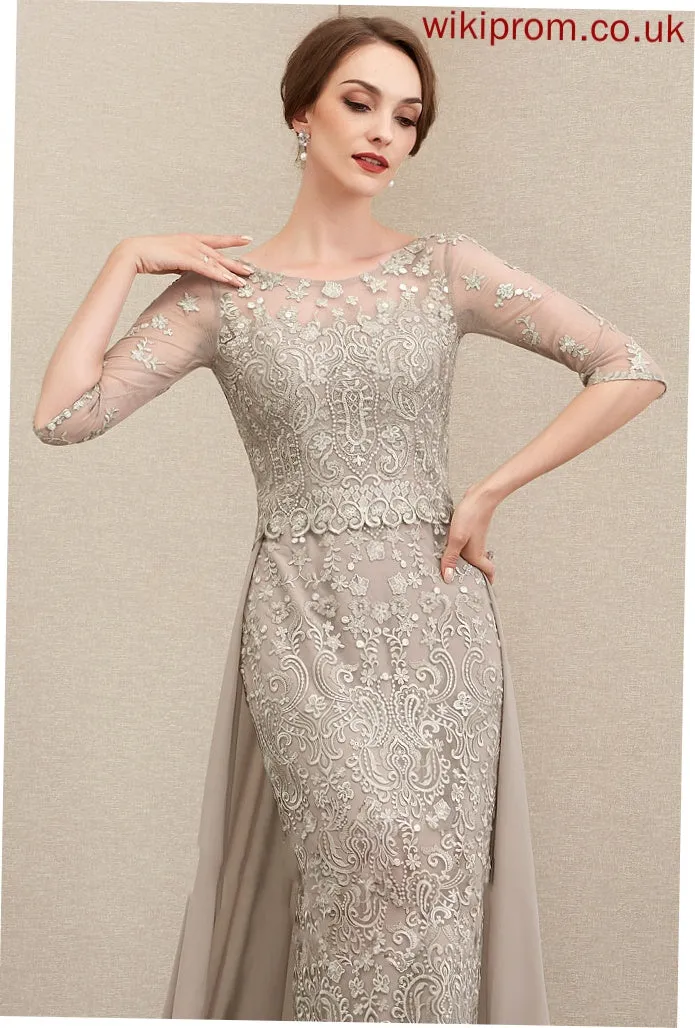 Bride Sweep Dress Neck Lace the Chiffon Sheath/Column Mother Riley Mother of the Bride Dresses Scoop Train of