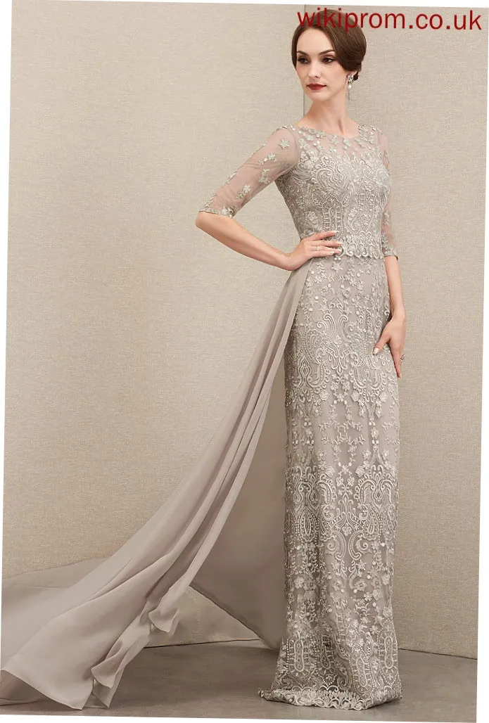 Bride Sweep Dress Neck Lace the Chiffon Sheath/Column Mother Riley Mother of the Bride Dresses Scoop Train of