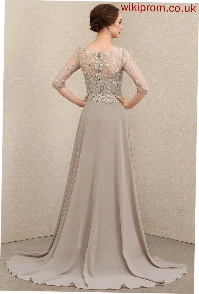 Bride Sweep Dress Neck Lace the Chiffon Sheath/Column Mother Riley Mother of the Bride Dresses Scoop Train of