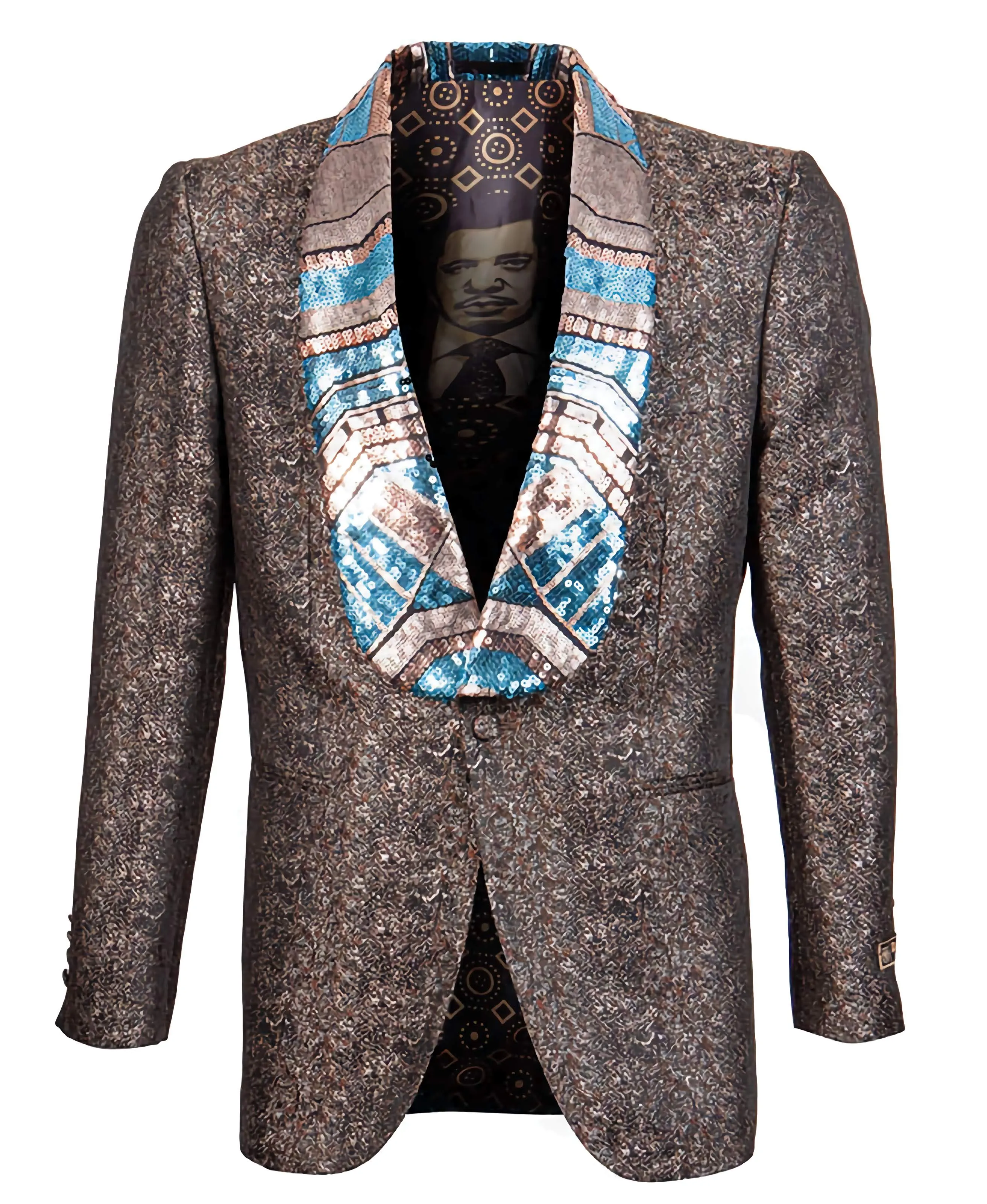 Brown Slim Fit Satin Shawl Lapel Sports Coat Limited Edition