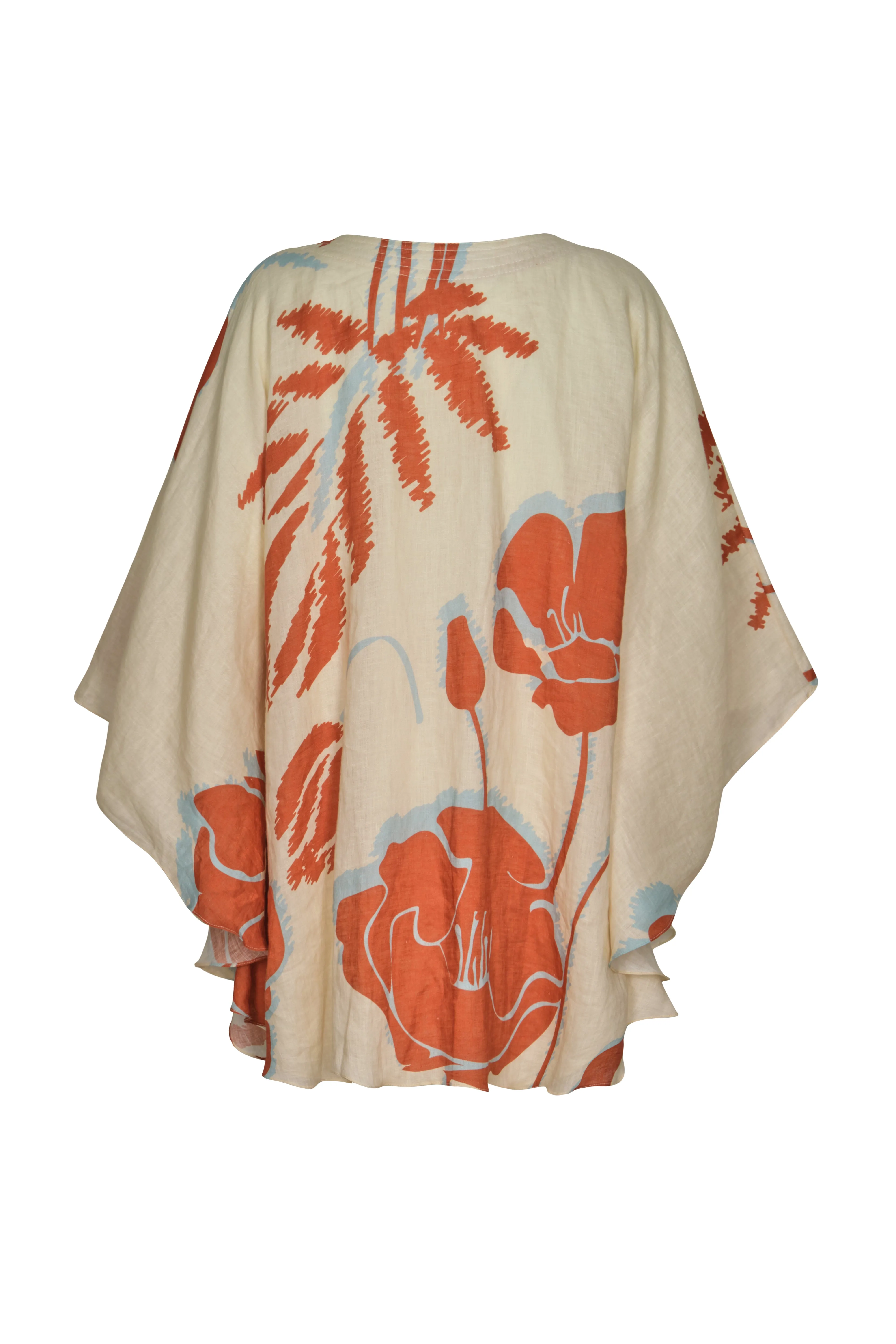 Cavalo Linen Cape / Ecru - Orange Gladiolos