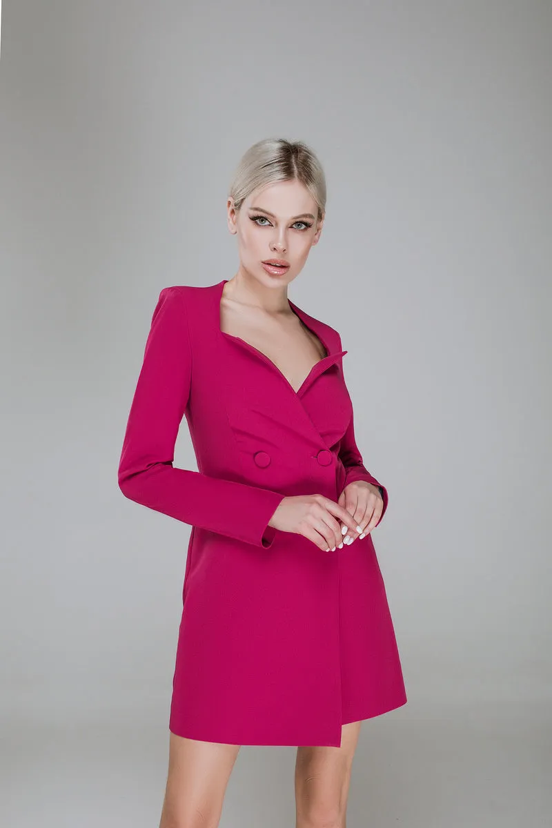 Crimson Double Breasted Blazer Dress