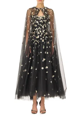 Daisy Embroidered Tulle Cape