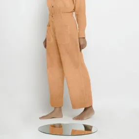 Desert Yellow Linen Patch Pocket Wide Legged Pant