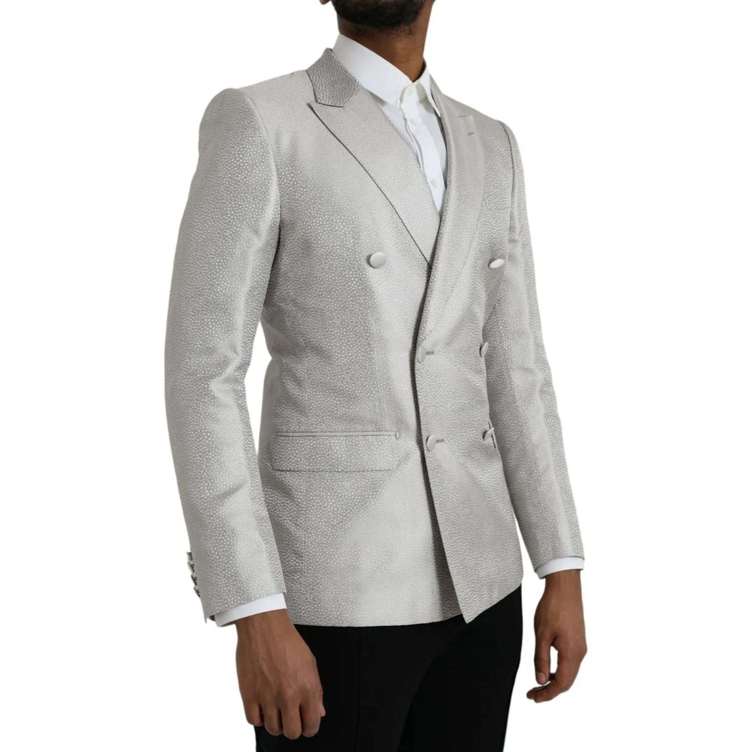 Dolce & Gabbana Off White MARTINI Double Breasted Coat Blazer