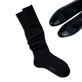 Dress Socks in Black Silk