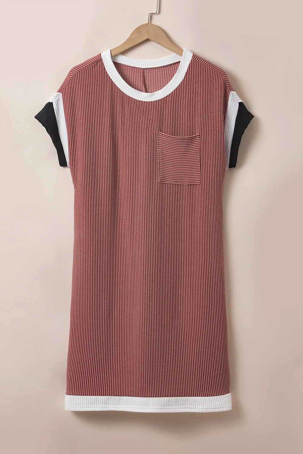 Edge Patched Pocket T Shirt Dress