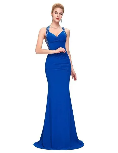 Evening Dress Grace Karin 2017 Women cheap Backless Blue Red Slim-line Sexy Bodycon Party Long Black Formal Gown Mermaid Dresses