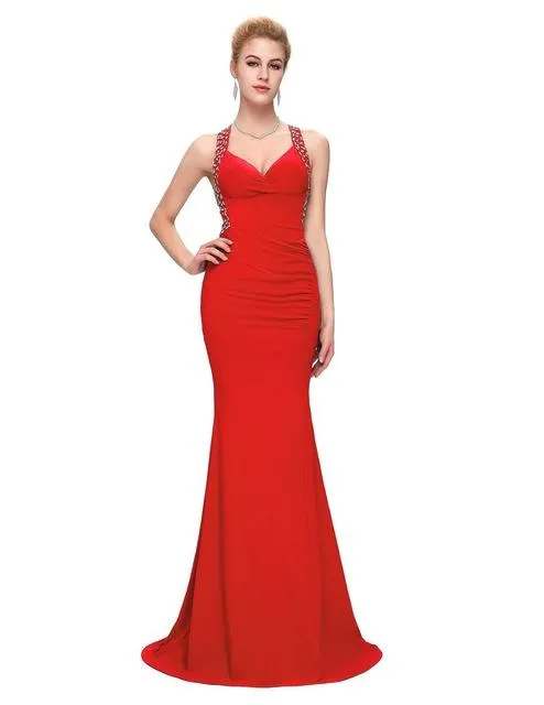 Evening Dress Grace Karin 2017 Women cheap Backless Blue Red Slim-line Sexy Bodycon Party Long Black Formal Gown Mermaid Dresses