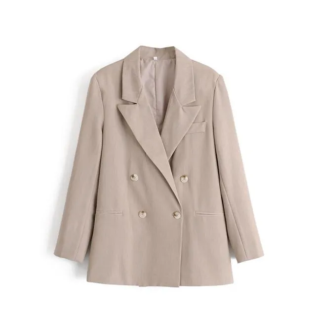 FashionSierra - Women's Blazer Classic Double Breasted Long Sleeve Coat