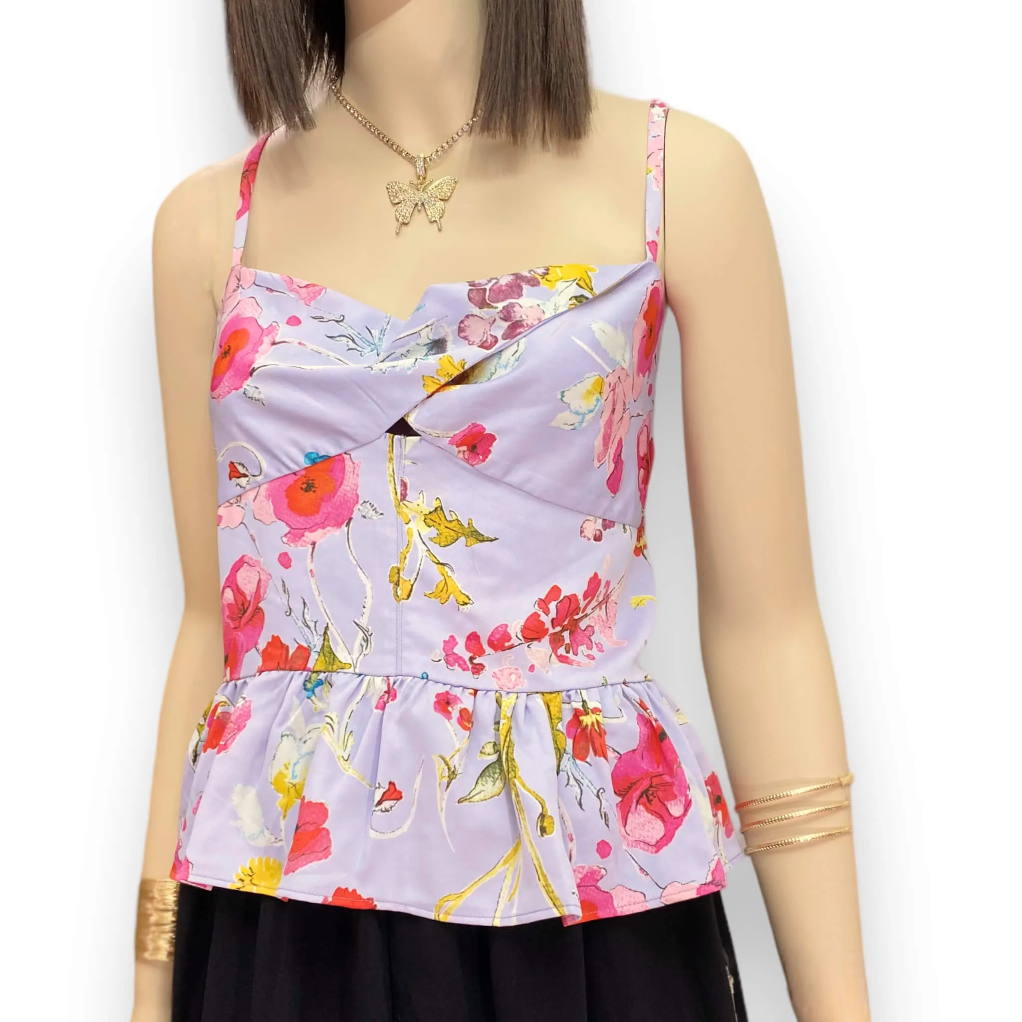 Floral Peplum Halter Top