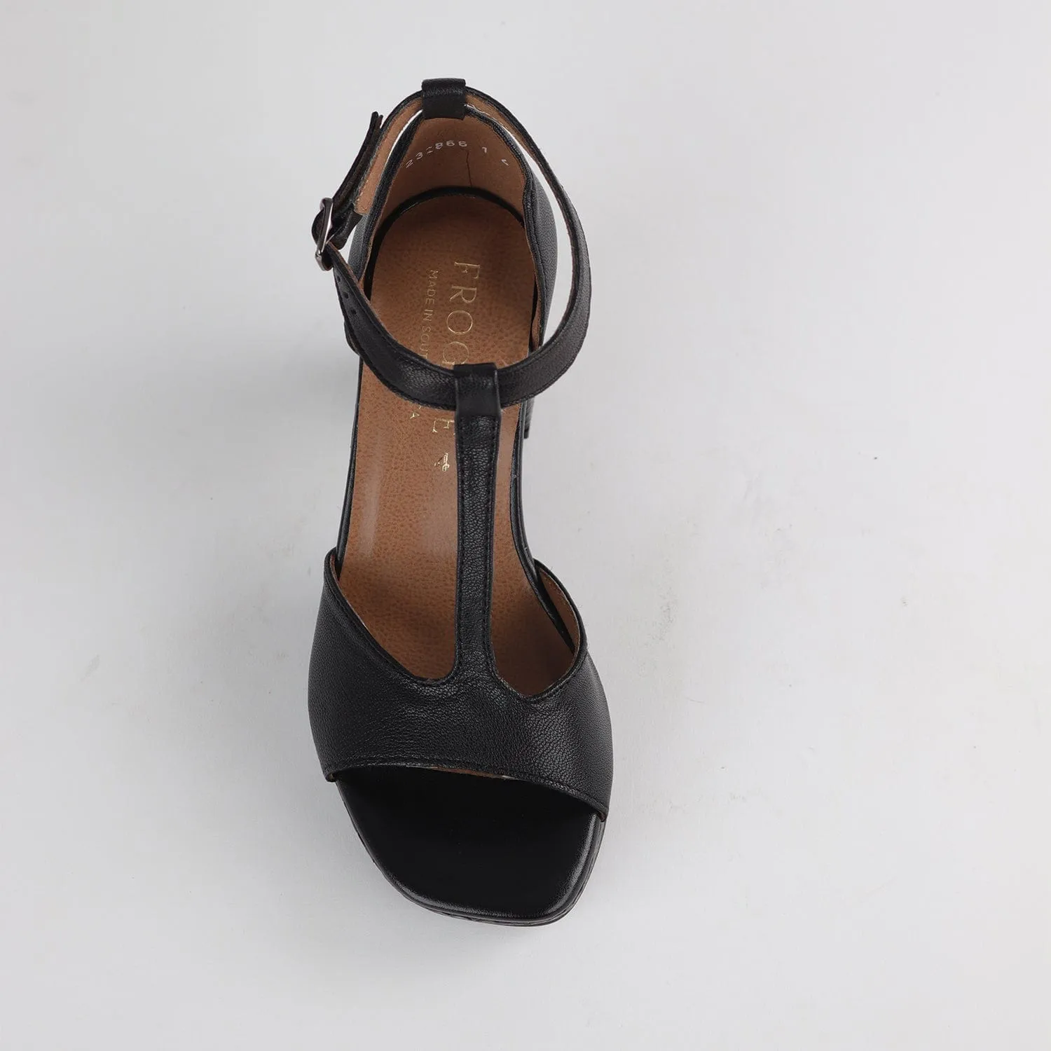 High Heel Platform T-Bar Sandal in Black - 12677