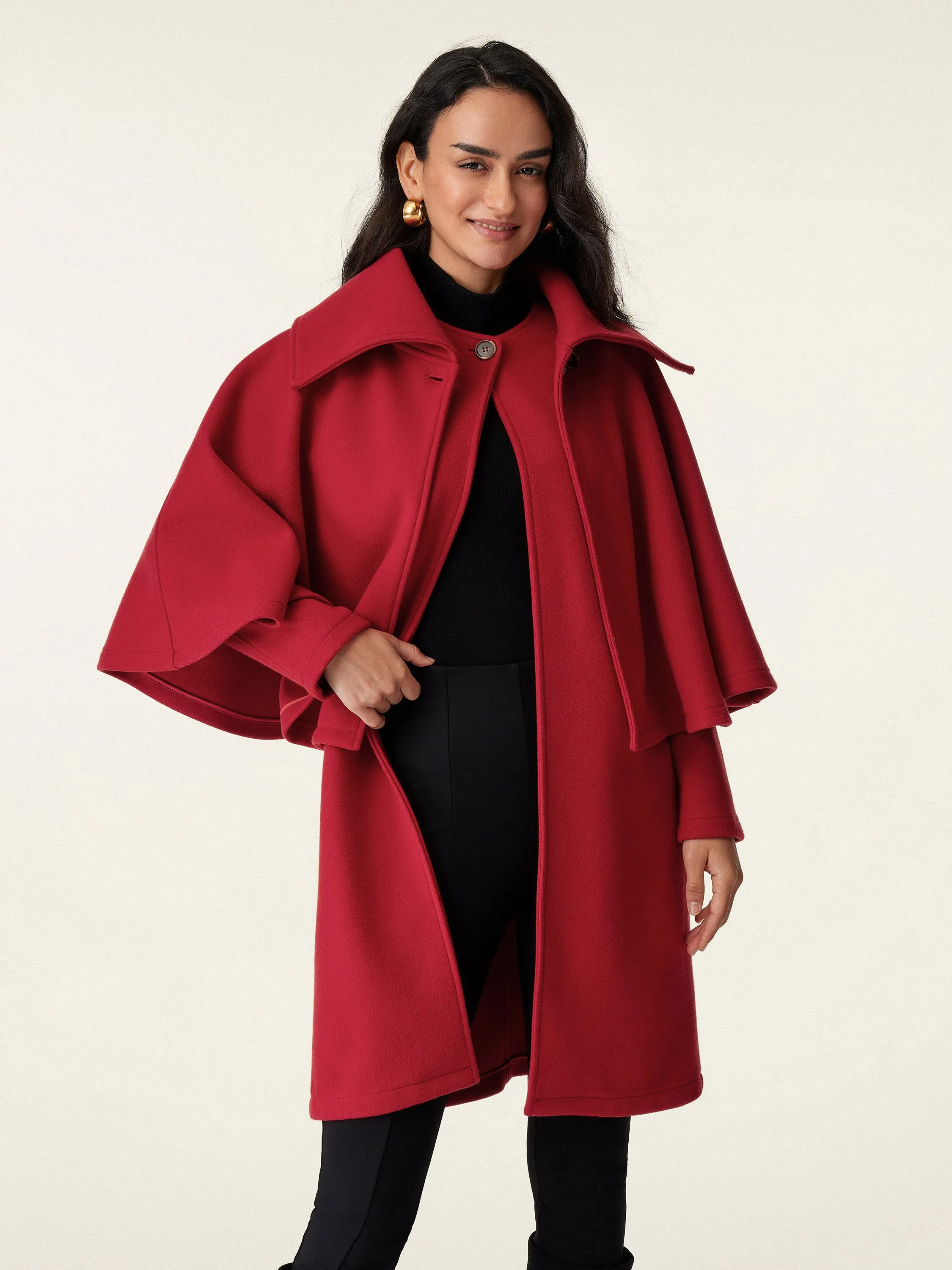 Holiday Vibe Cape Overlay Coat