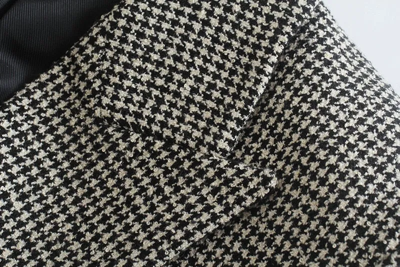 Houndstooth Double Breasted Blazer