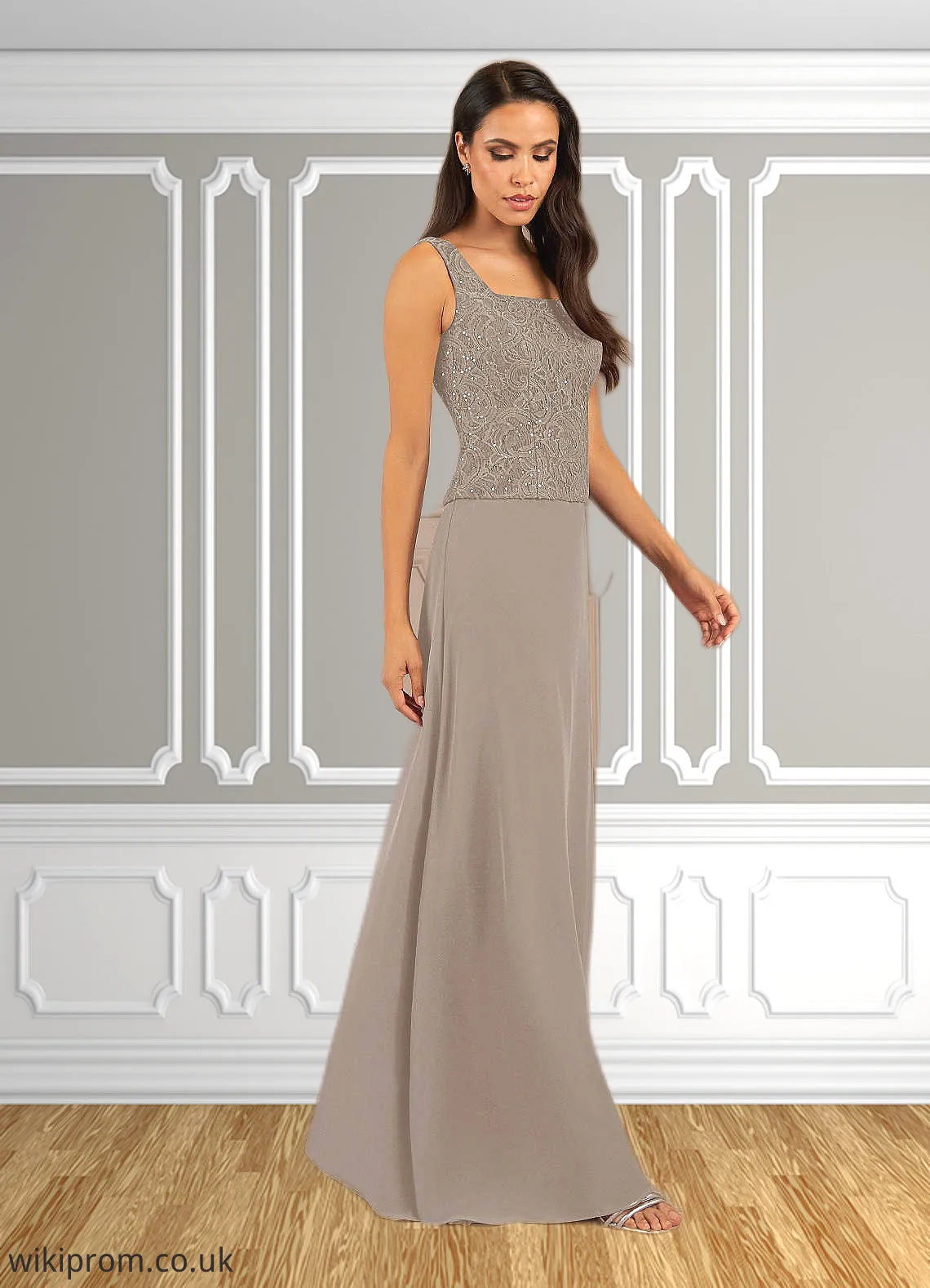 Jazlene Sheath Sequins Lace Floor-Length Dress SWKP0019861