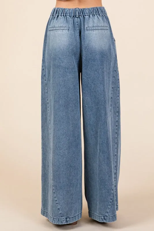 Jodifl Wide Legged Washed Denim Pants