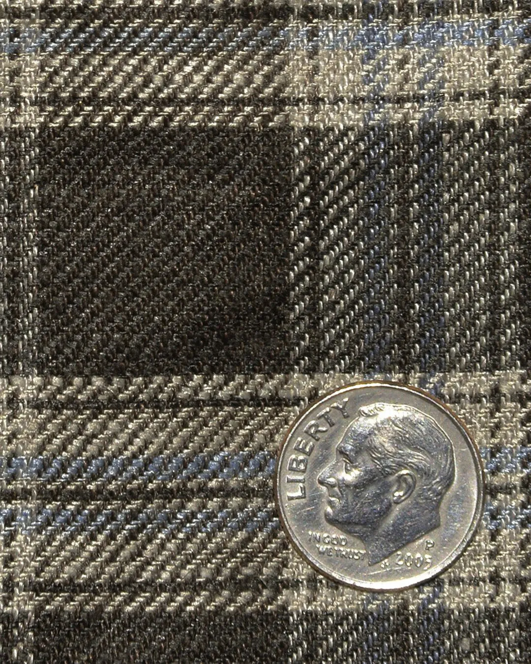 Loro Piana: Brown Off-white Twill Tartan Checks