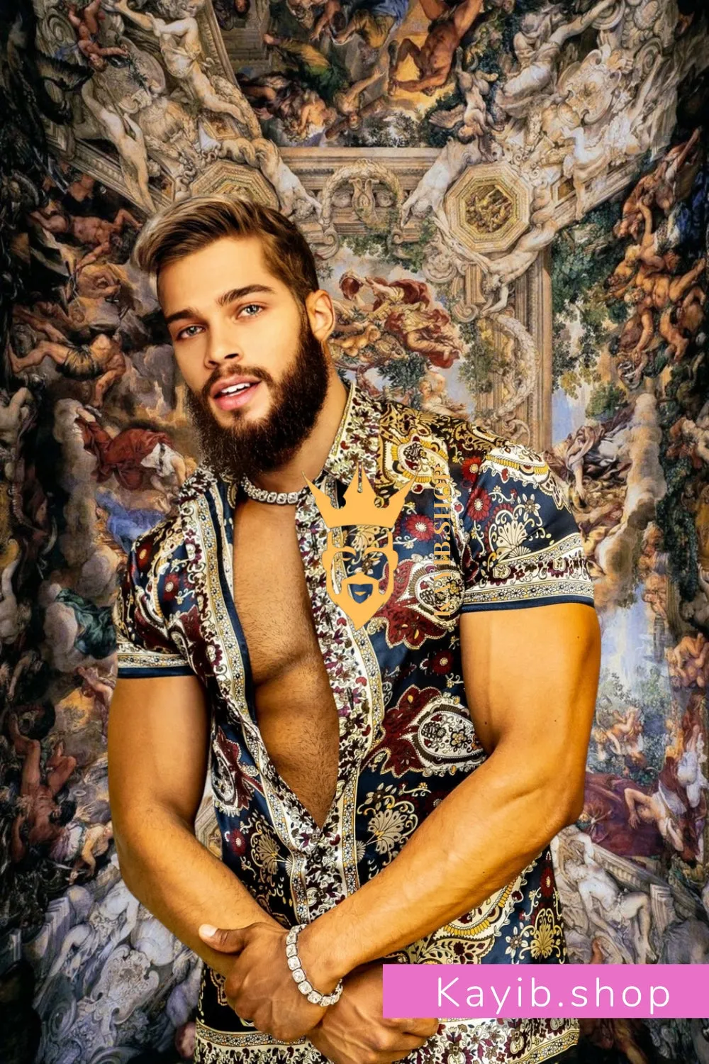 Luxury Boho Silk Shirt Set - Festival Outfit, Handmade Men's Fashion