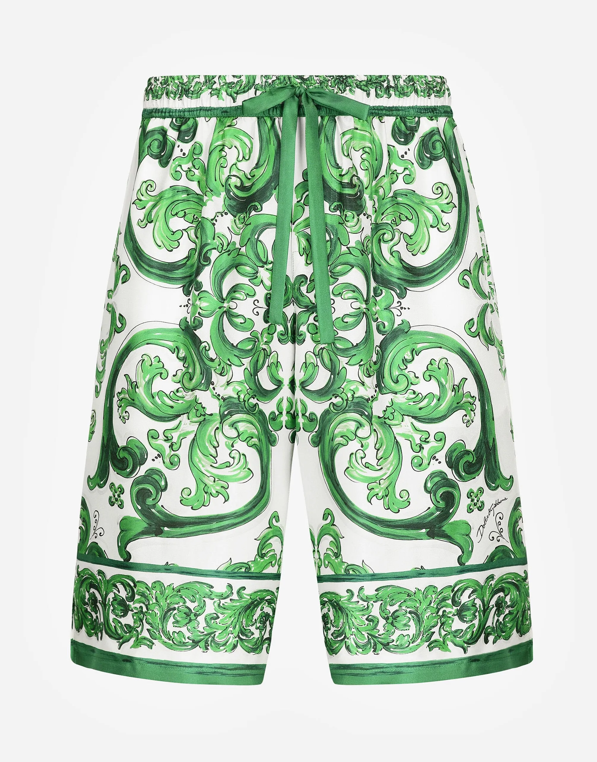 Majolica-Print Silk Jogging Shorts