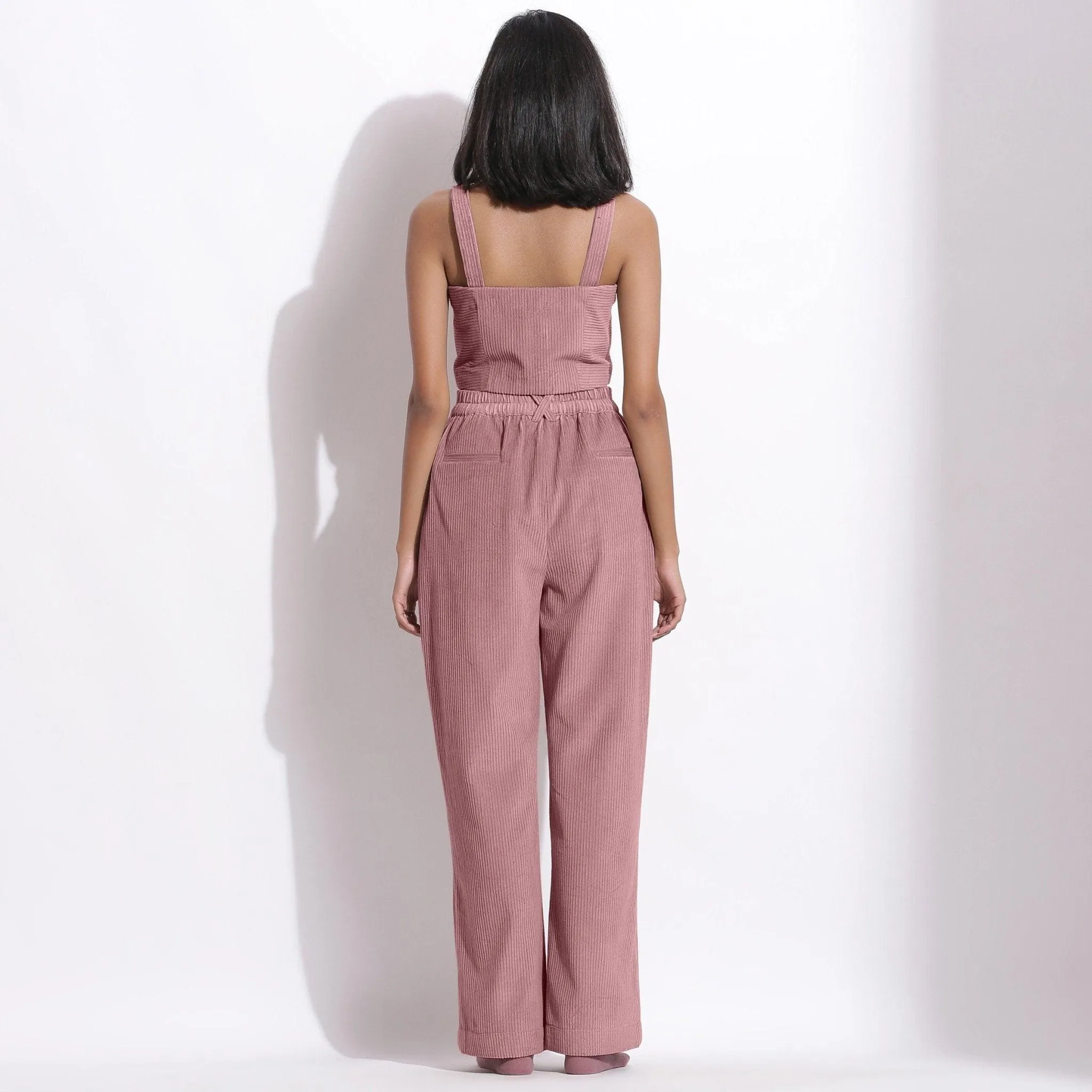 Mauve Warm Cotton Corduroy Wide Legged Pant