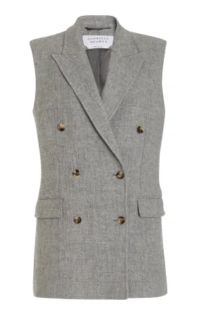 Mayte Vest in Light Grey Melange Cashmere Linen