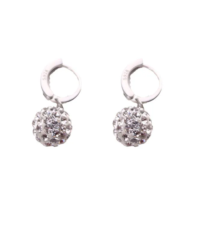 Modern Silk Silver Zircon Ball Drop Earrings TW1035