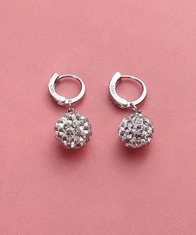 Modern Silk Silver Zircon Ball Drop Earrings TW1035