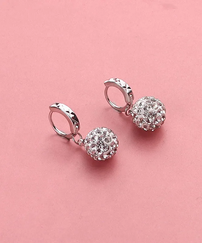 Modern Silk Silver Zircon Ball Drop Earrings TW1035