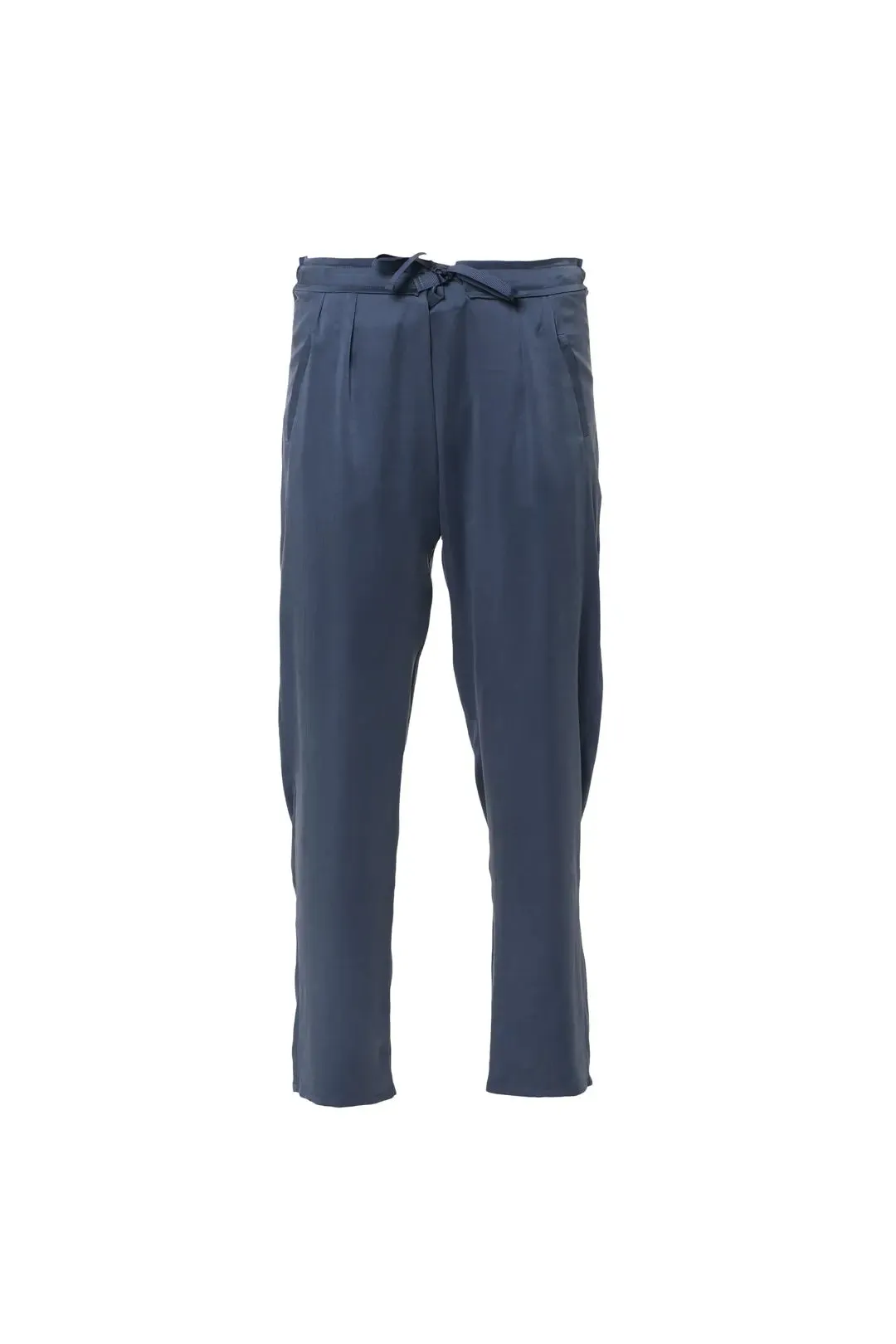 Navy Blue Pure Silk Audrey Women's Trousers