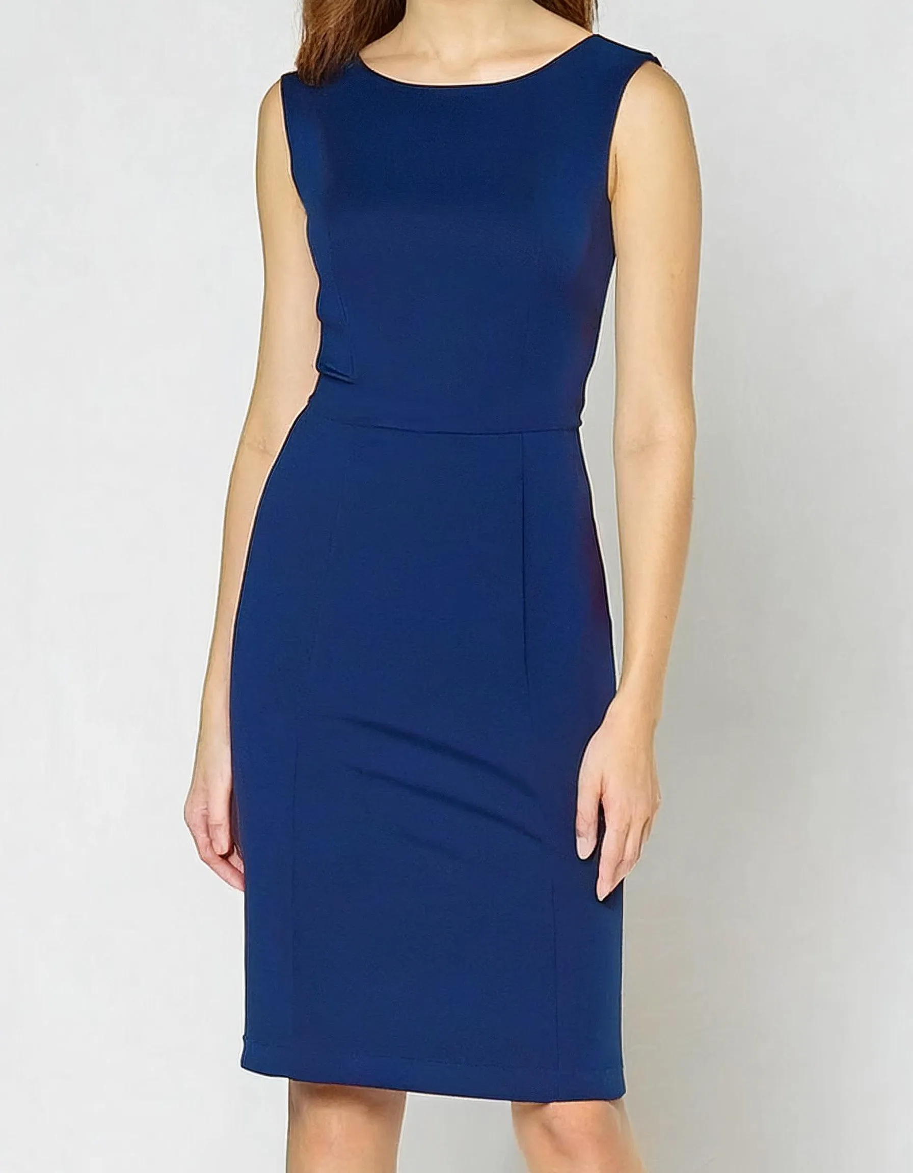 Navy Blue Sleeveless Sheath Dress