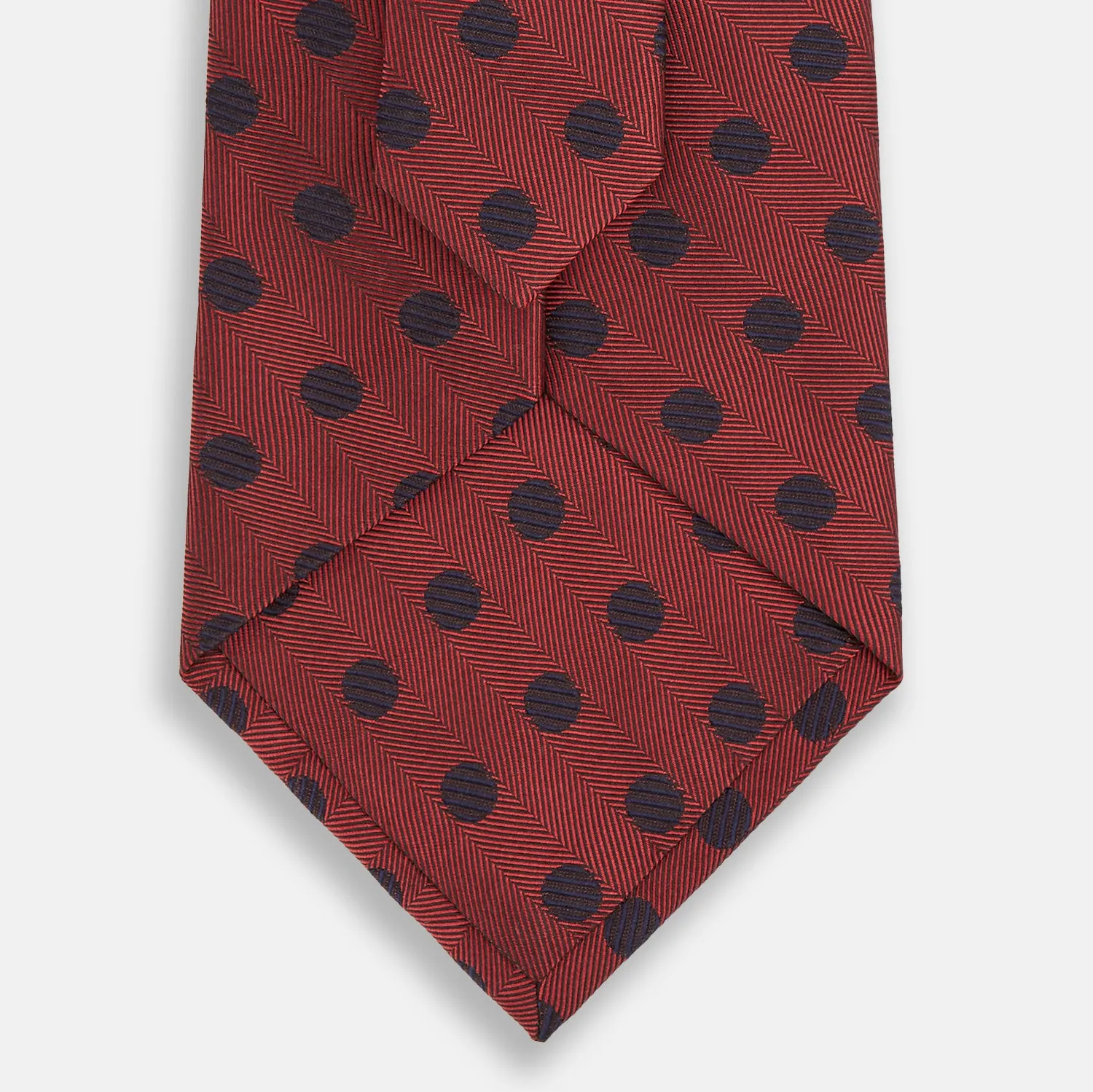 Navy Dot and Red Silk Tie