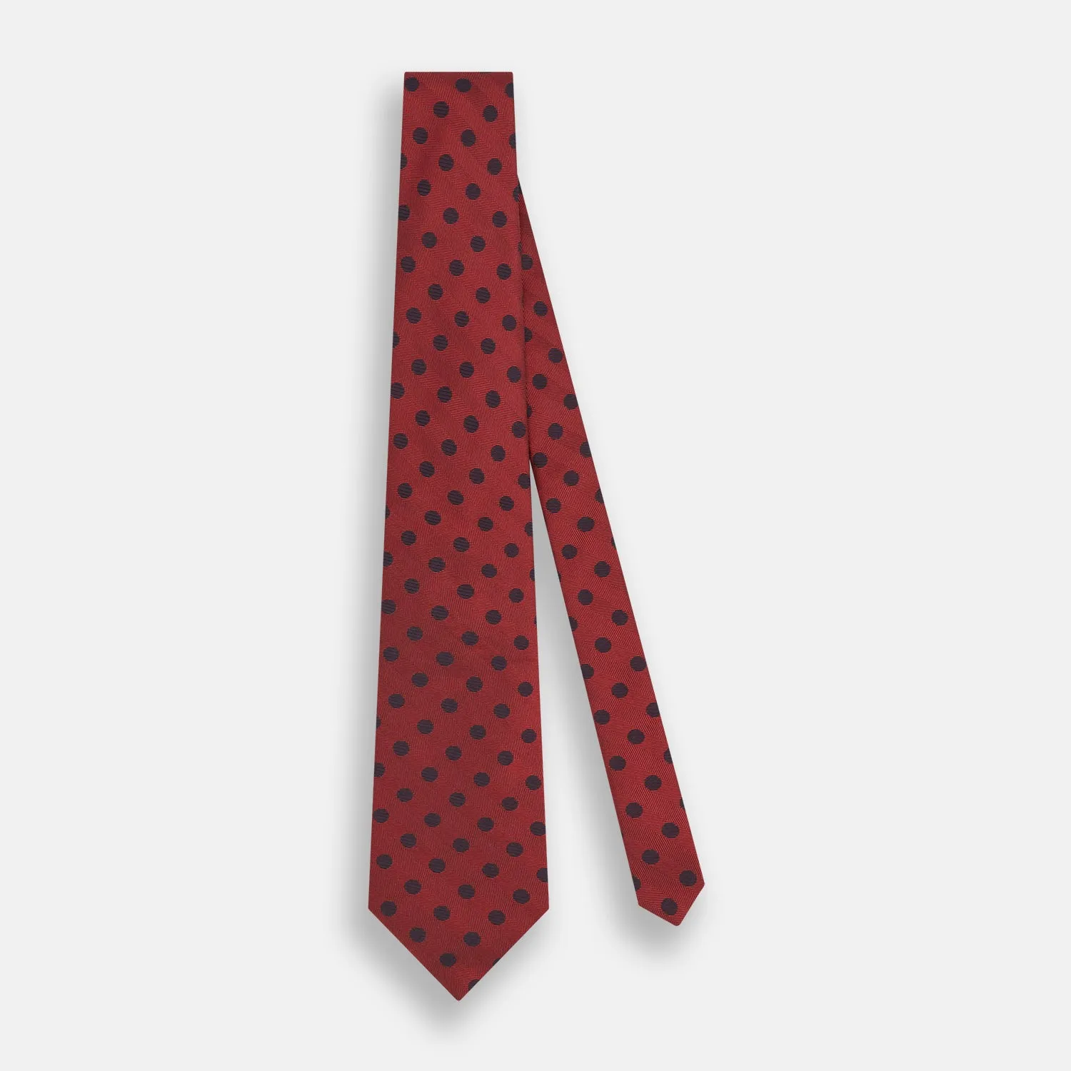 Navy Dot and Red Silk Tie