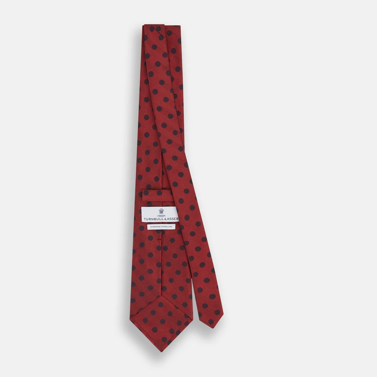 Navy Dot and Red Silk Tie