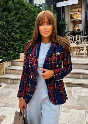 Navy-Red Tweed Blazer