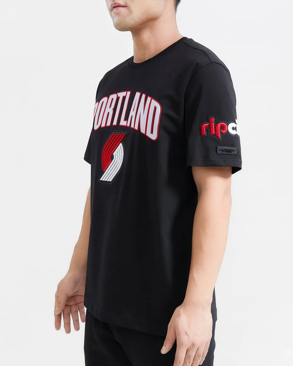 NBA PORTLAND TRAIL BLAZERS CLASSIC BRISTLE MEN'S TEE (BLACK)