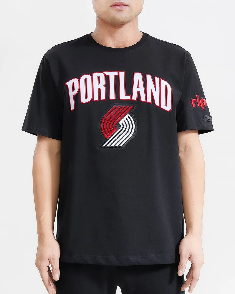 NBA PORTLAND TRAIL BLAZERS CLASSIC BRISTLE MEN'S TEE (BLACK)