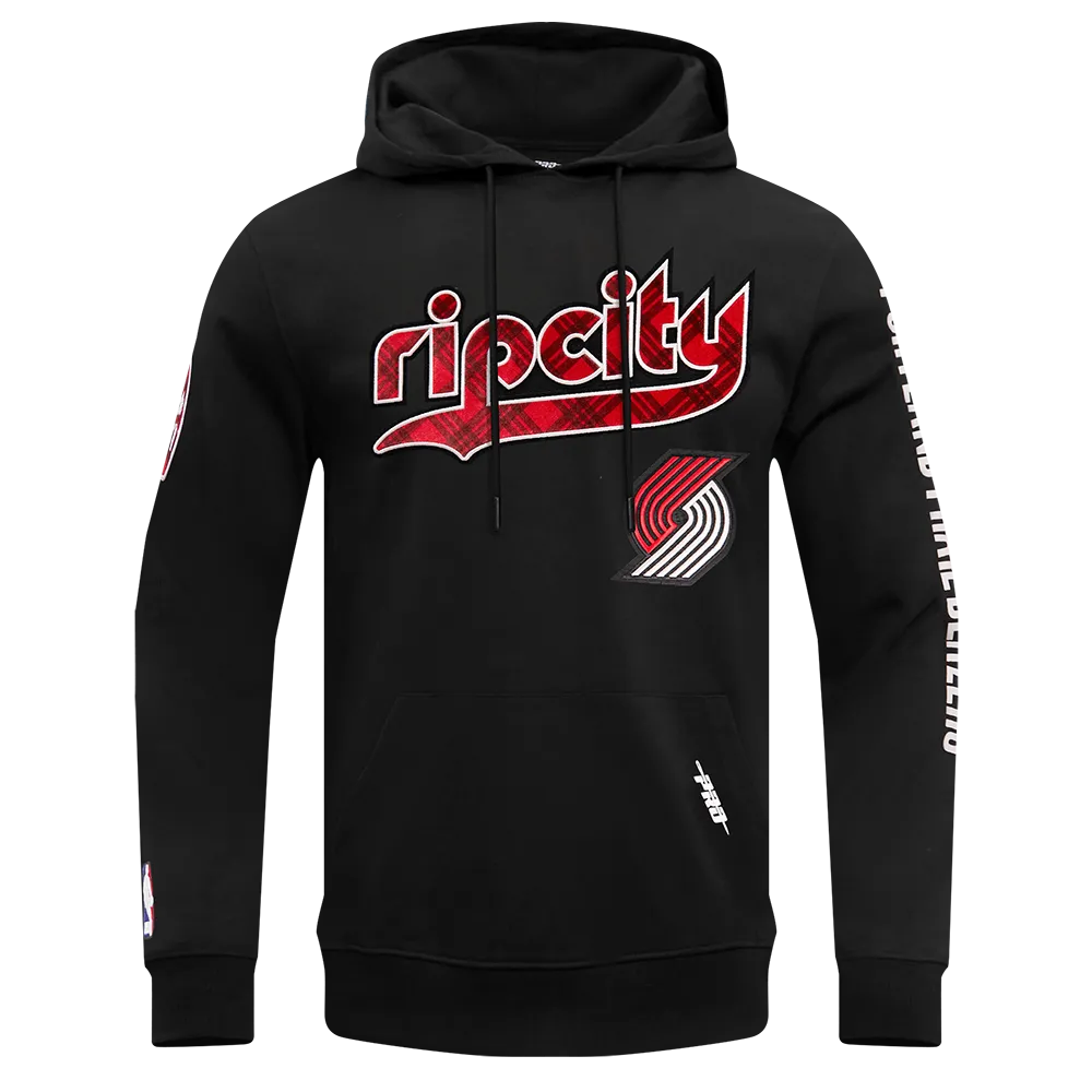 NBA PORTLAND TRAIL BLAZERS MEN'S CHEST PO HOODIE (BLACK)