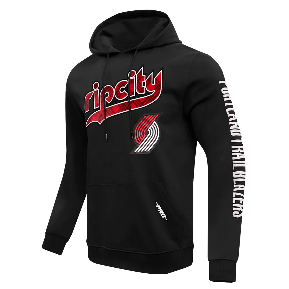 NBA PORTLAND TRAIL BLAZERS MEN'S CHEST PO HOODIE (BLACK)