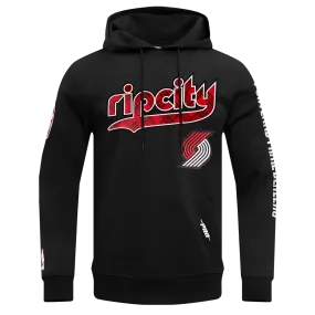 NBA PORTLAND TRAIL BLAZERS MEN'S CHEST PO HOODIE (BLACK)